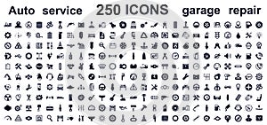 Služba garáž 250 ikony sada vektor 